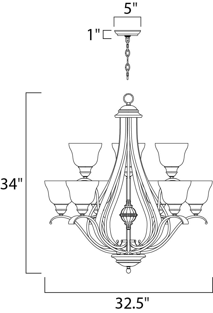 Linda EE 9-Light Chandelier - Multi-Tier Chandelier - Maxim Lighting